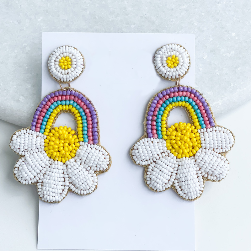 Pre-Sale Handmade Rainbow Flower Earrings（Delivery Estimate is Greater than 10 Business Day）