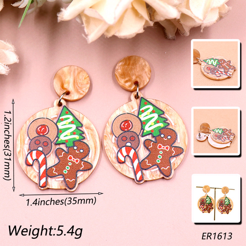 Christmas Cookies And Candy Cane Acrylic Earrings