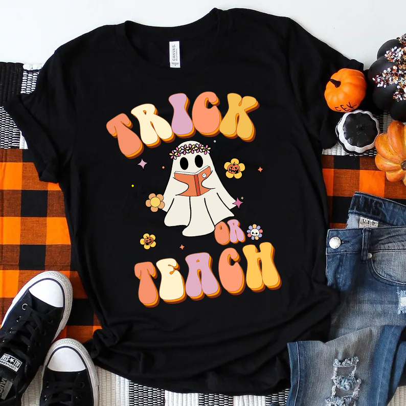 Trick Or Teach Ghost Reading T-Shirt