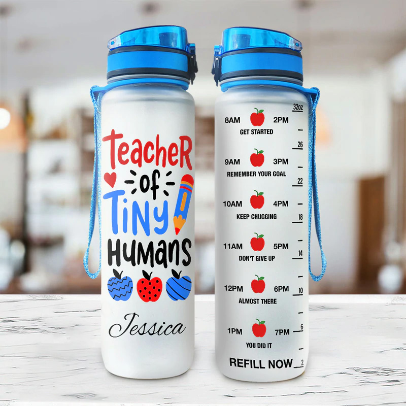 Personalized Teacher Of Tiny Humans  Water Tracker Bottle