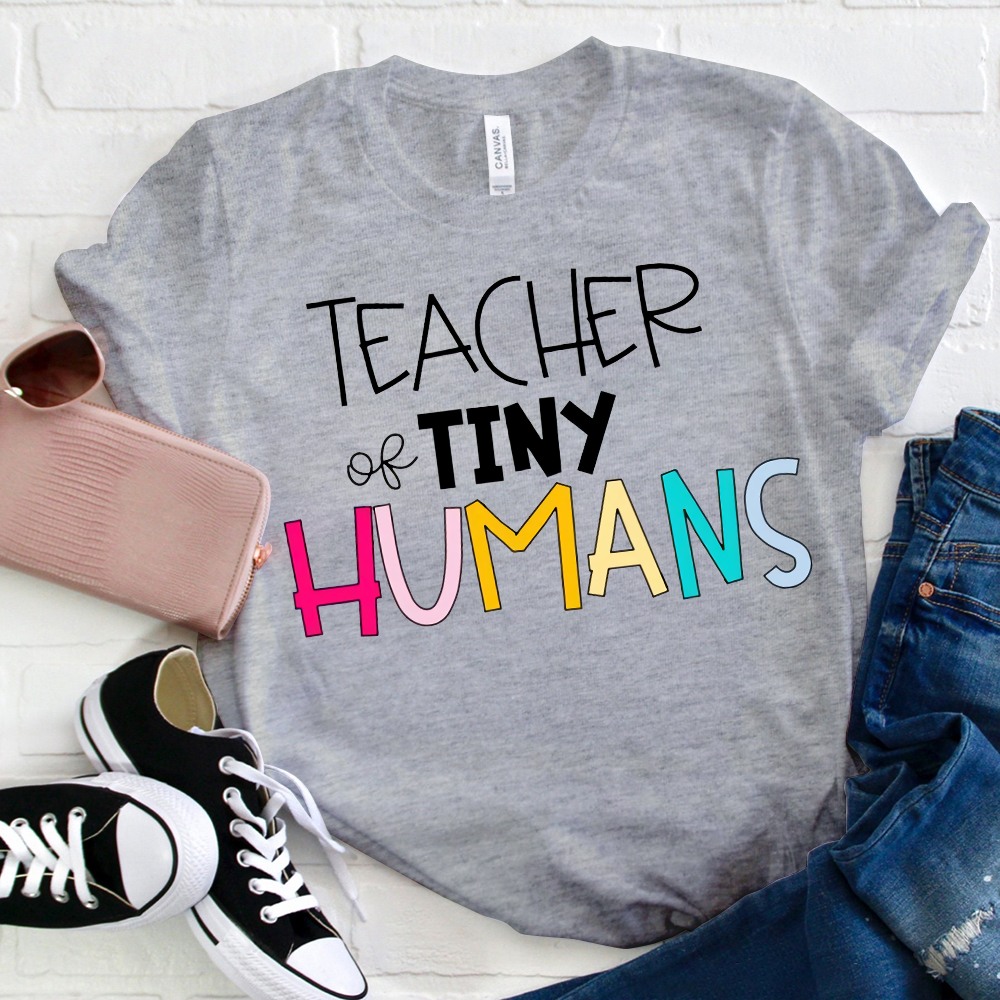 Teacher Of Tiny Humans Rainbow Letter T-Shirt