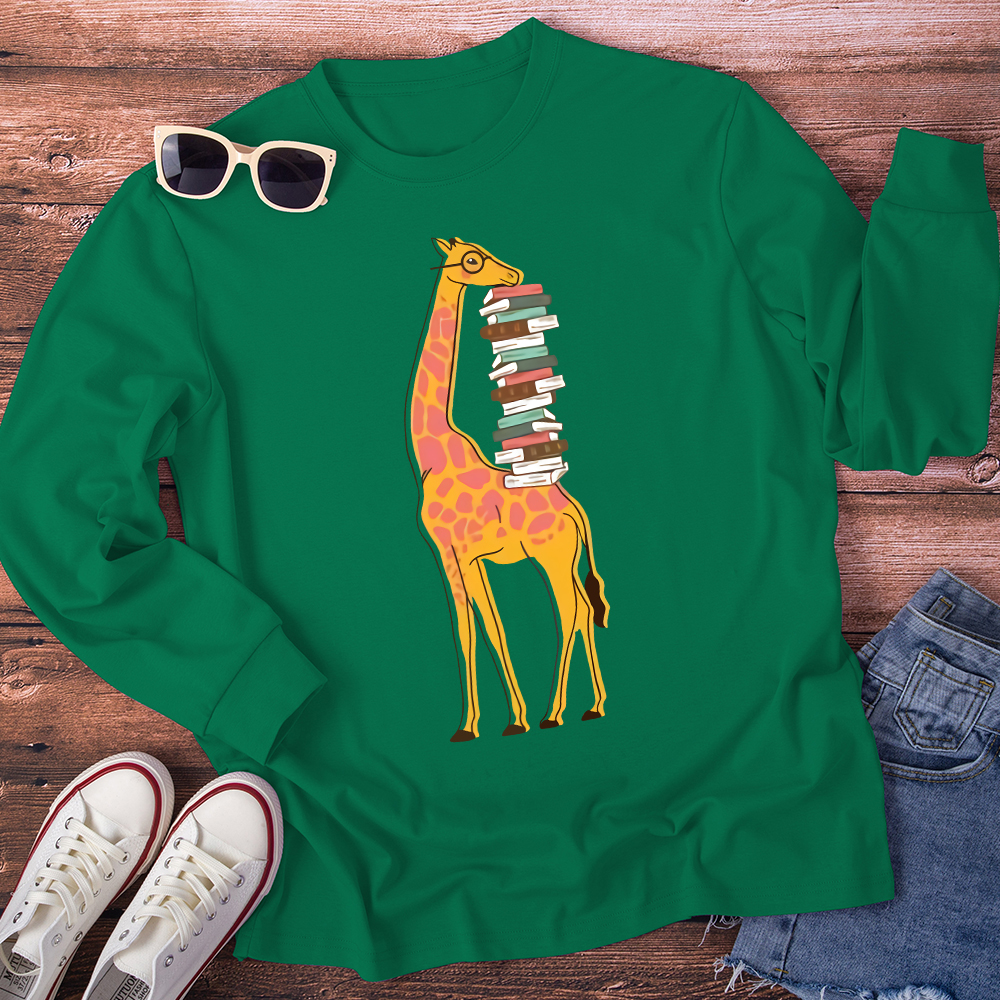 Giraffe And His Books Long Sleeve T-Shirt
