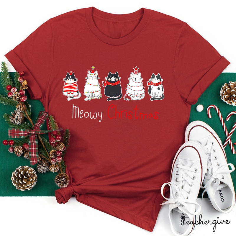Meowy Christmas Teacher T-Shirt