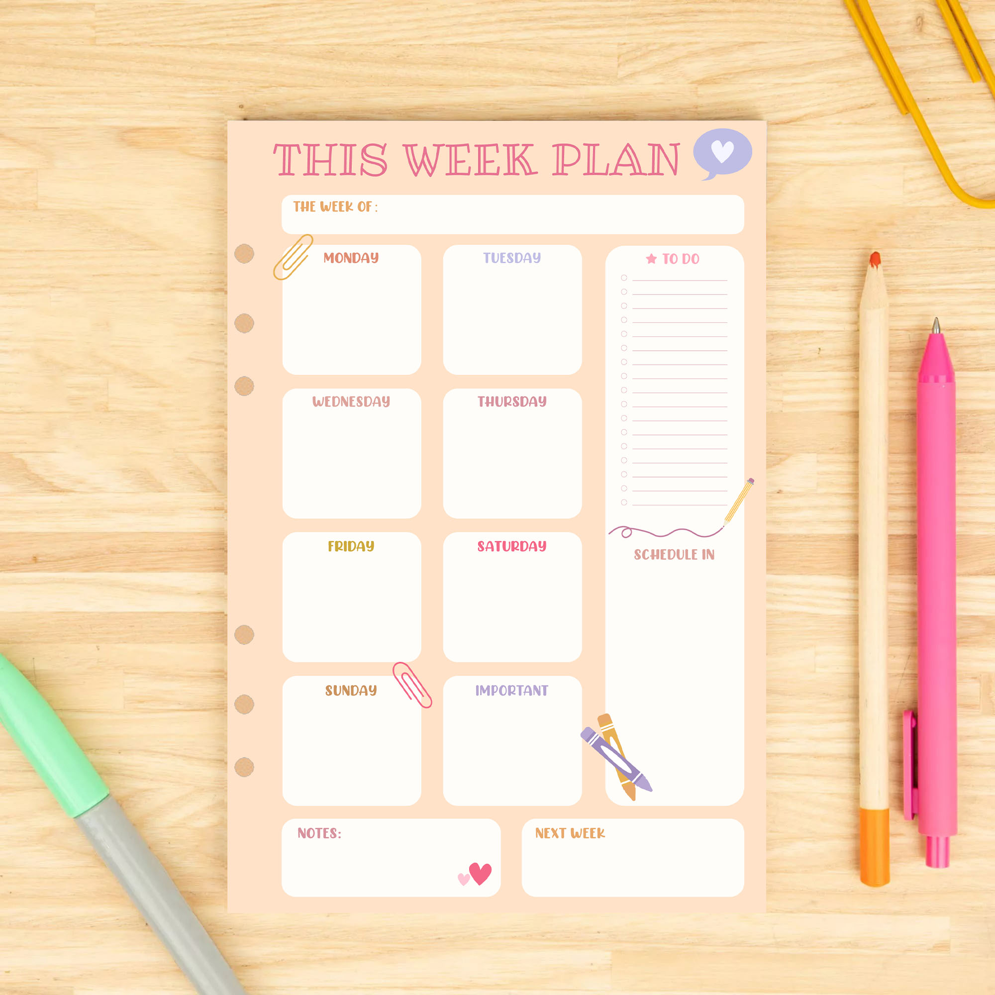 Exquisite This Week Plan  Orange  Notepad