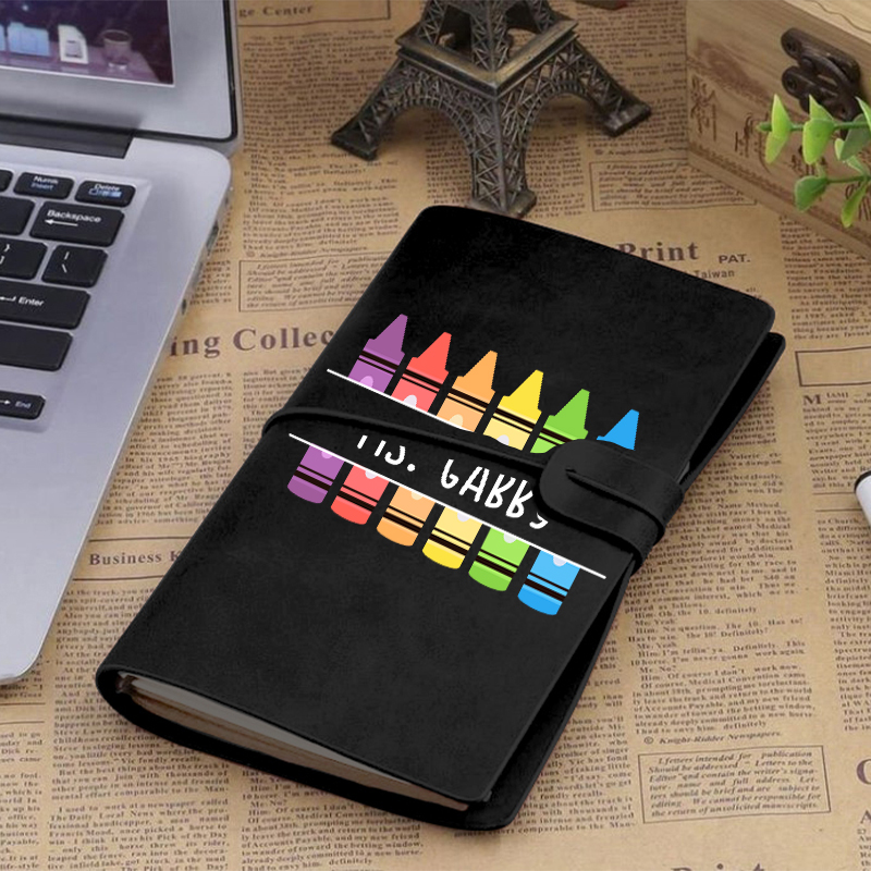 Personalized  Crayons Faux Leather Notebook
