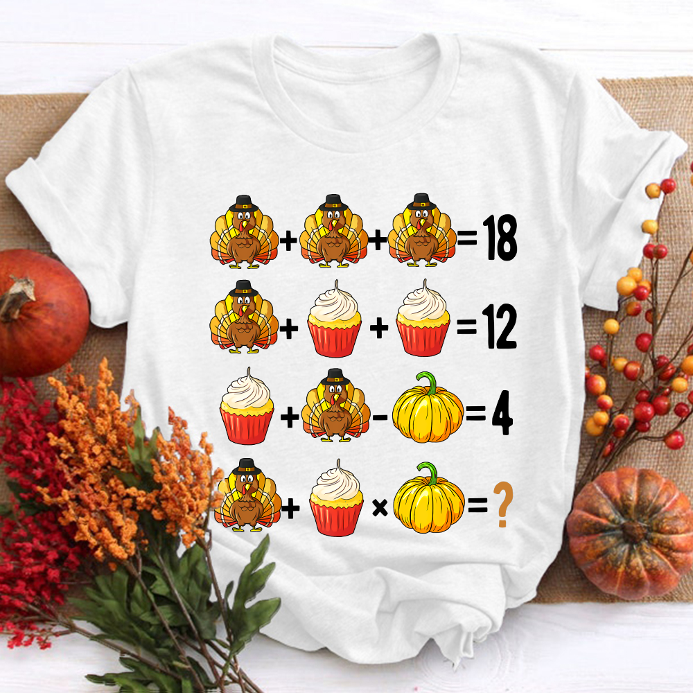 Thanksgiving Vibes Math Calculations Teacher T-Shirt
