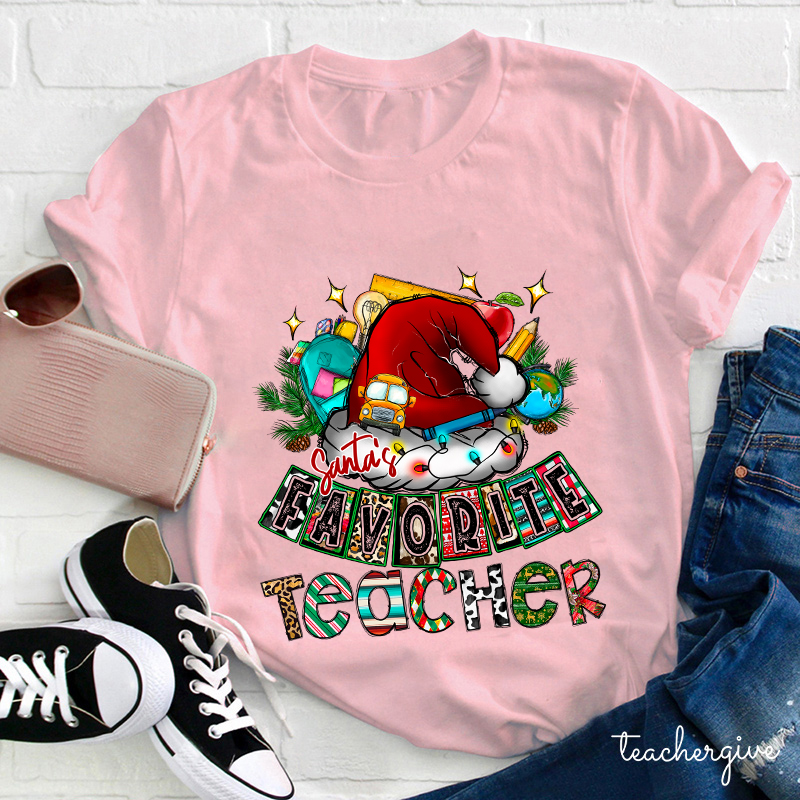 HO HO HO Santa's Favorite Teacher Teacher T-Shirt