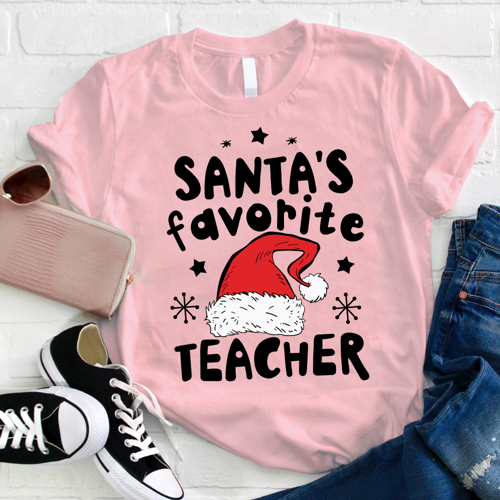 Santa's Favorite Teacher Christmas Teacher T-Shirt