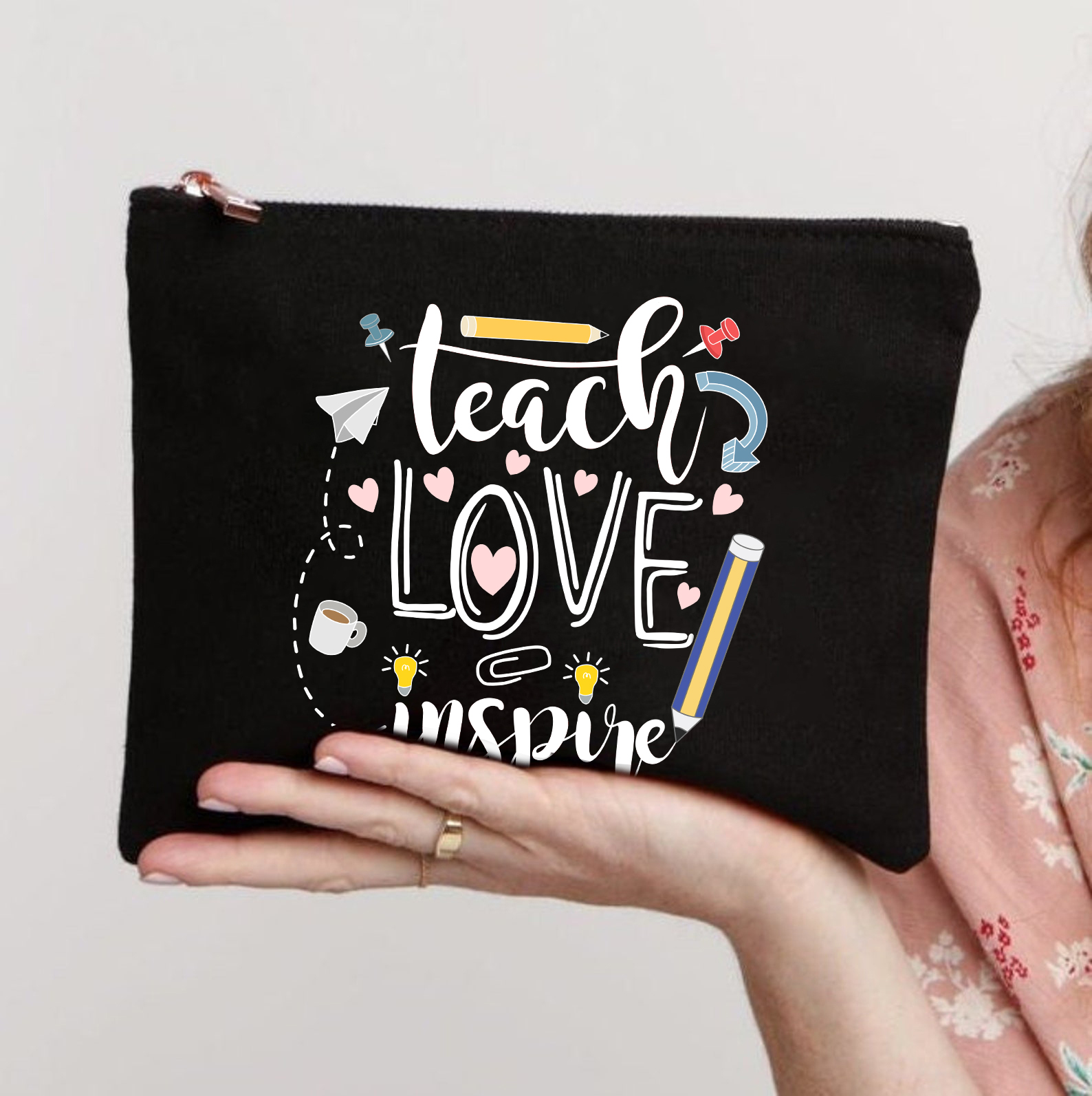 Teacher Love Inspire Classic Makeup Bag