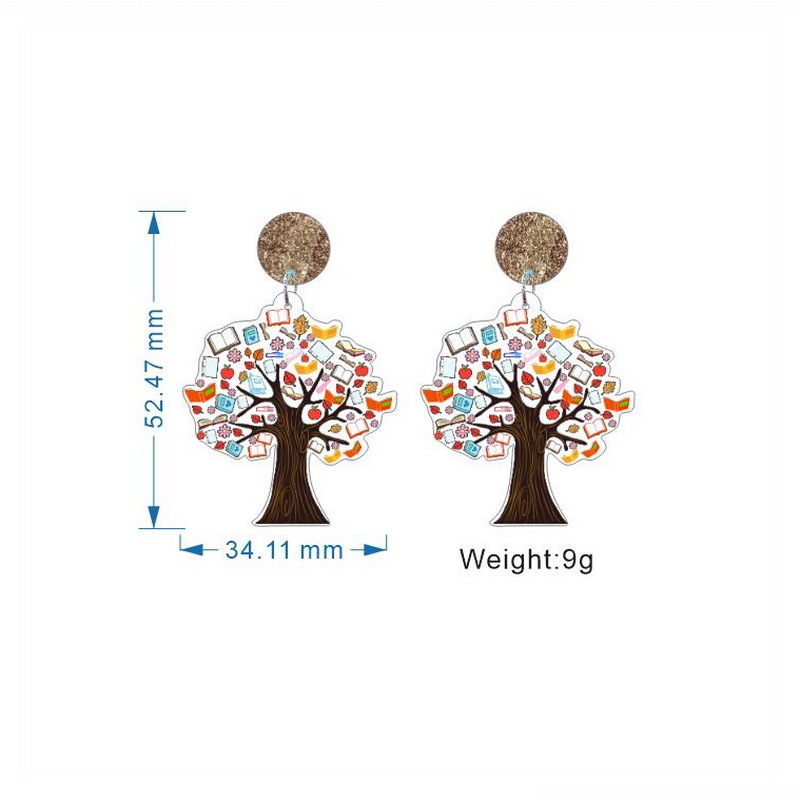 Tree Of Books Acrylic  Earrings