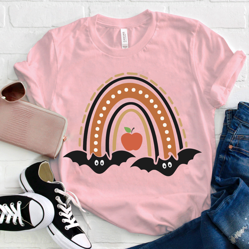 Halloween Bat Rainbow  T-Shirt