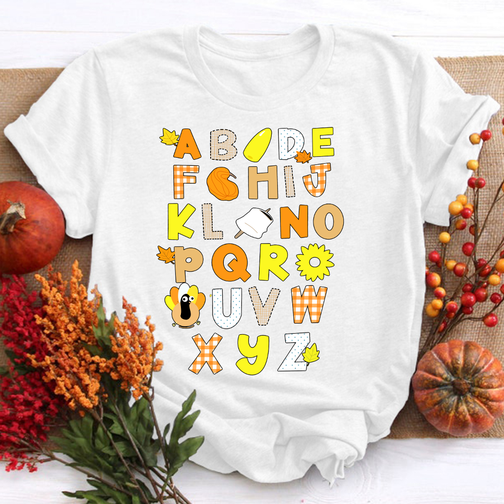 Autumn Element  Alphabet Teacher T-Shirt