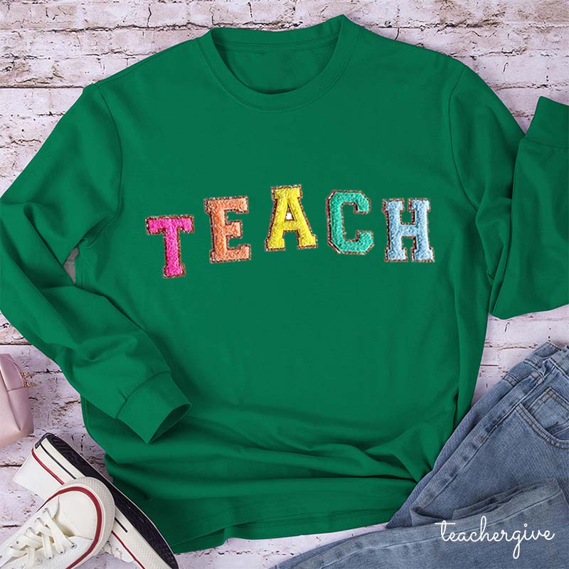 Letter Stickers Teacher Long Sleeve T-Shirt