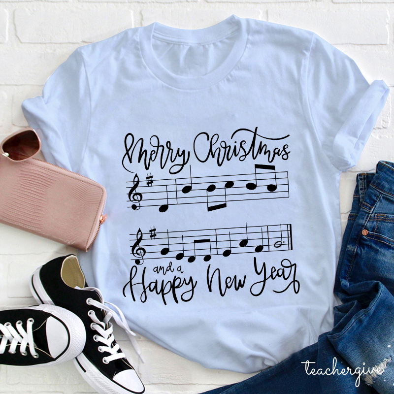Merry Christmas And A Happy New Year Teacher T-Shirt