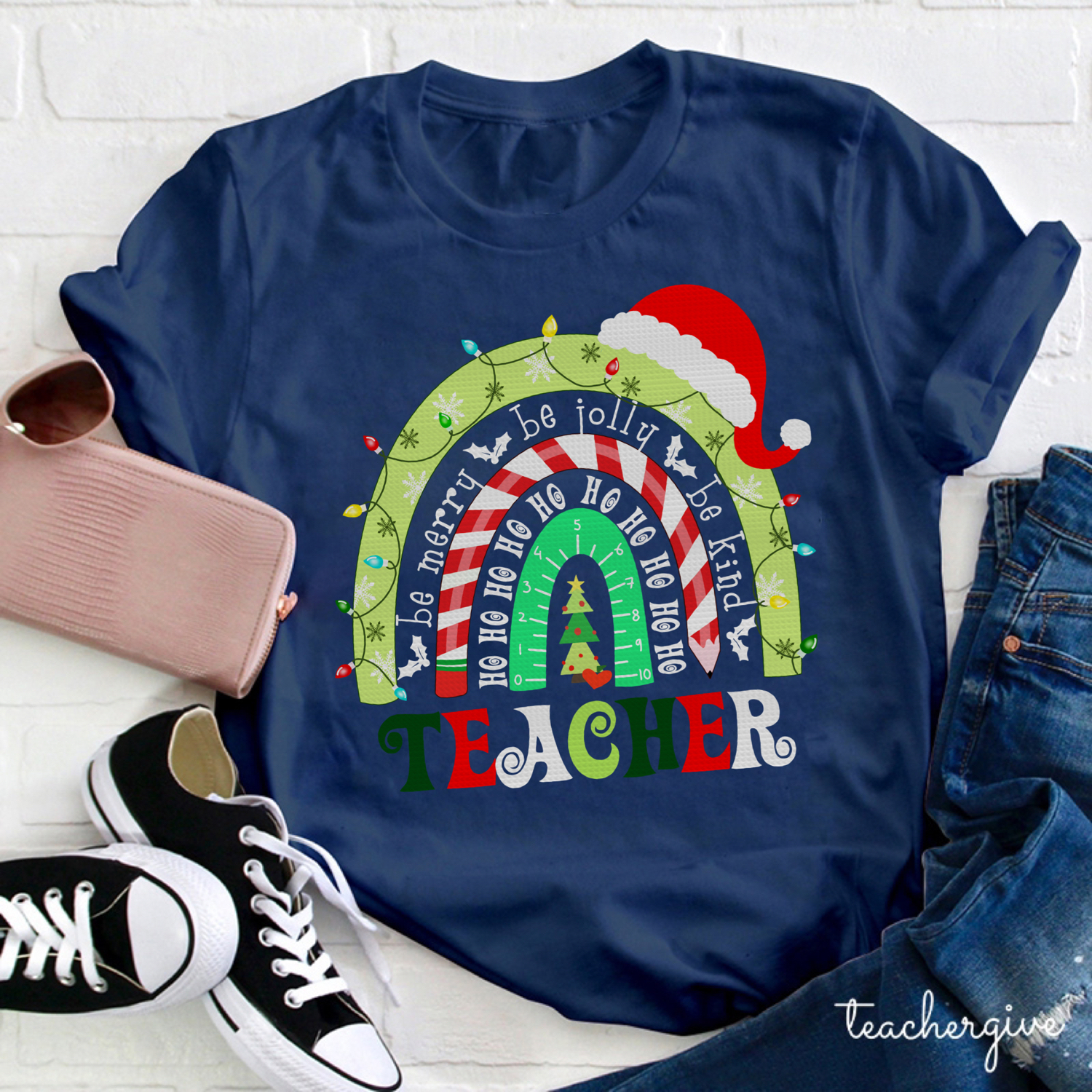 Be Merry Be Jolly Be Kind Teacher T-Shirt
