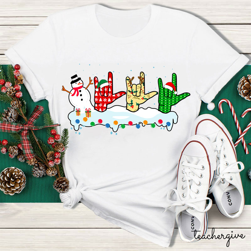 Rock And Roll With Christmas Teacher T-Shirt