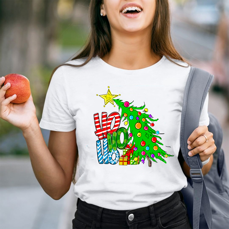 Ho Ho Ho Christmas Tree Teacher T-Shirt