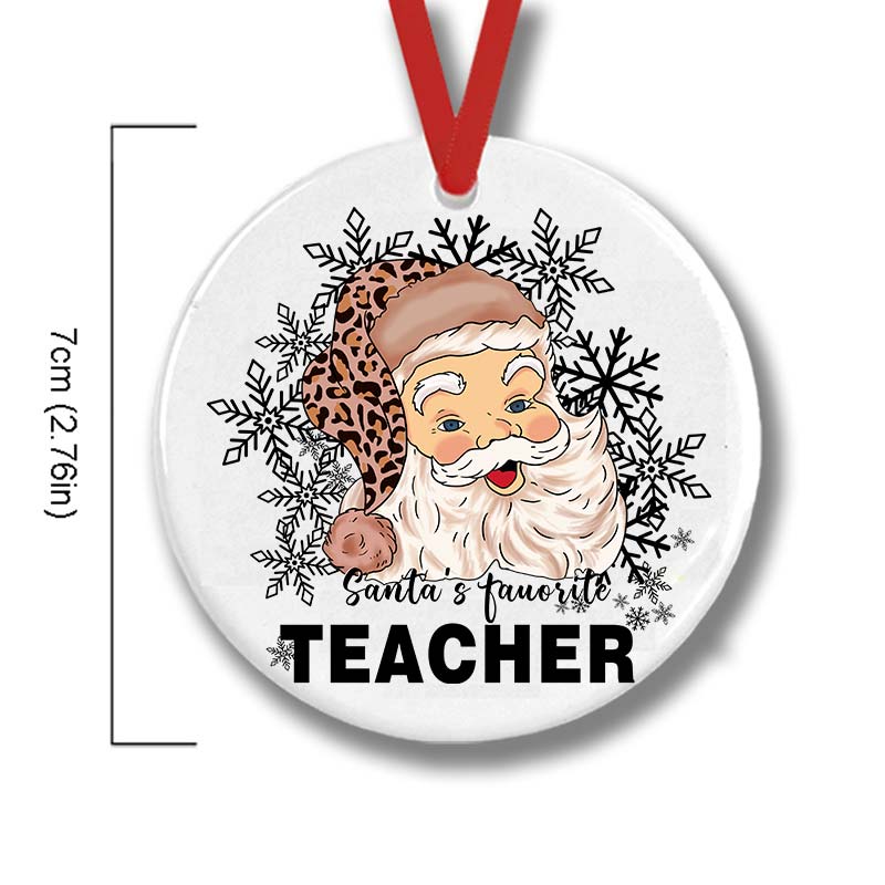 Christmas Santa's Favorite Teacher Ceramic Christmas Ornament