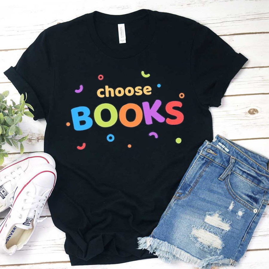 Choose Books Rainbow Colors Letter T-Shirt