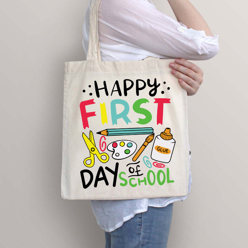 Happy First Day Of School Pigment Tote Bag