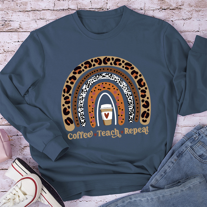 Coffee Teach Repeat Coffee Lover Long Sleeve T-Shirt