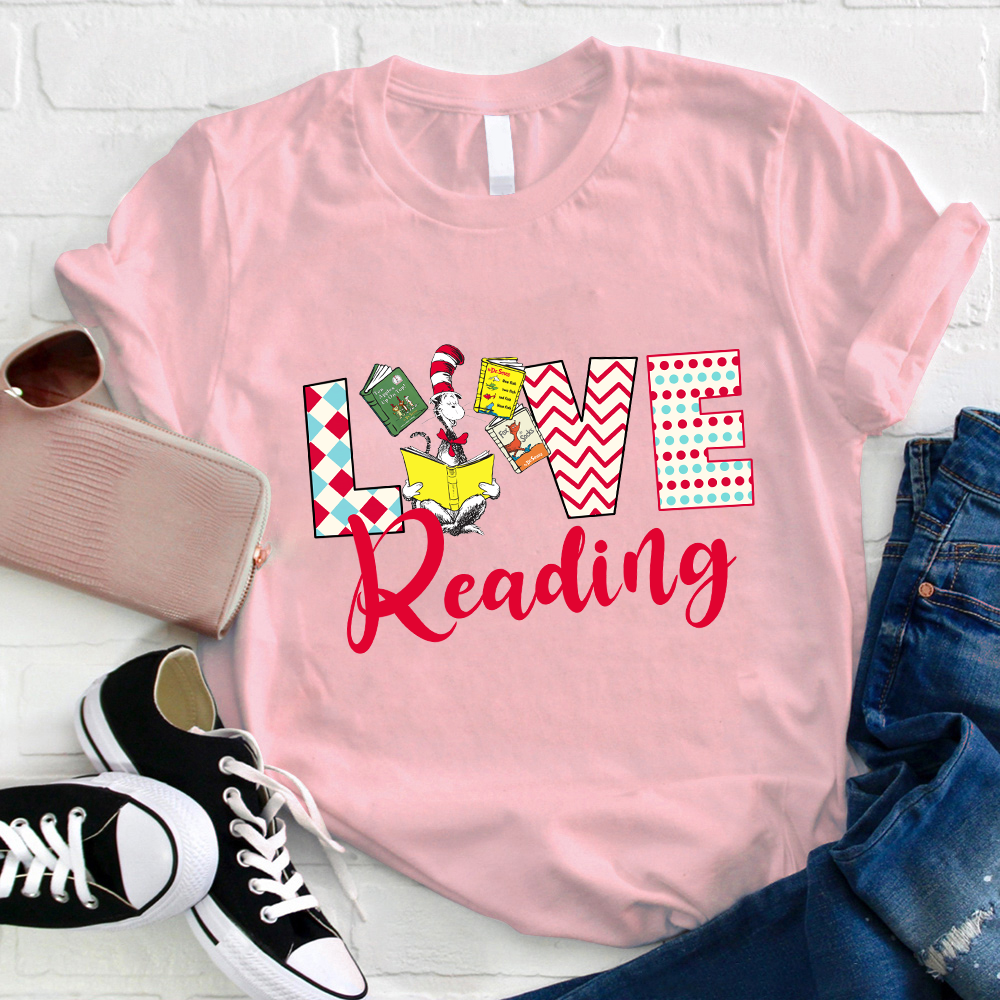 Love Reading Cat Reading Books T-Shirt