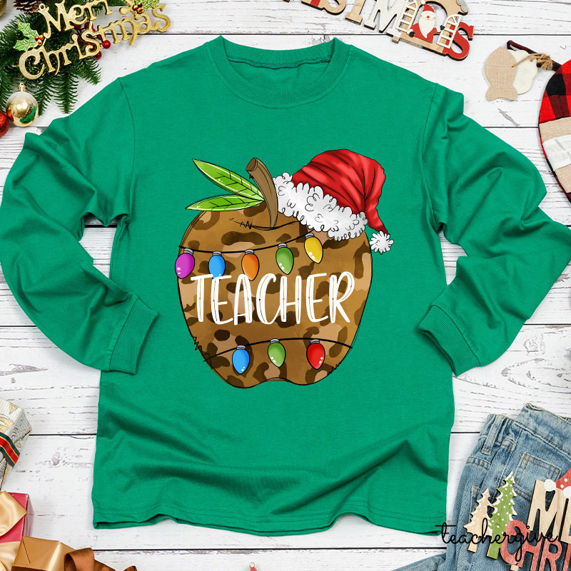 Christmas Apple Teacher Long Sleeve T-Shirt