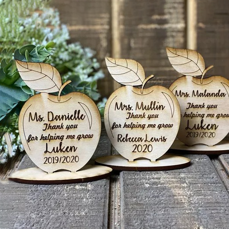Personalized Wood Apple Desk Gift