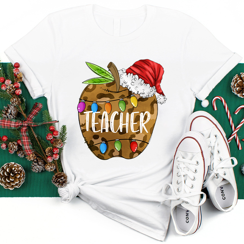 Christmas Apple Teacher T-Shirt