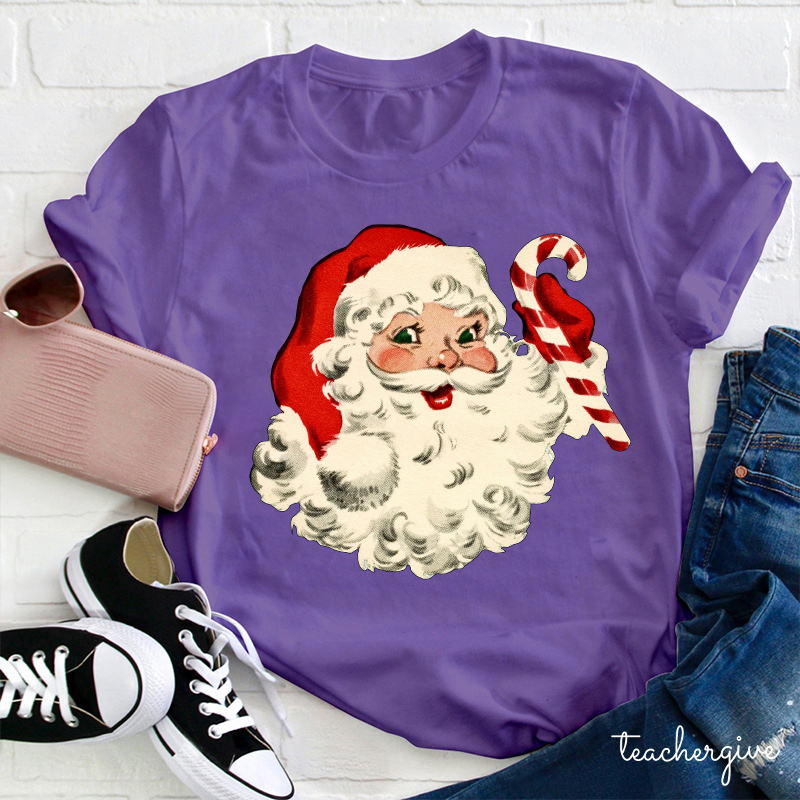 Retro Style Santa Claus Teacher T-Shirt