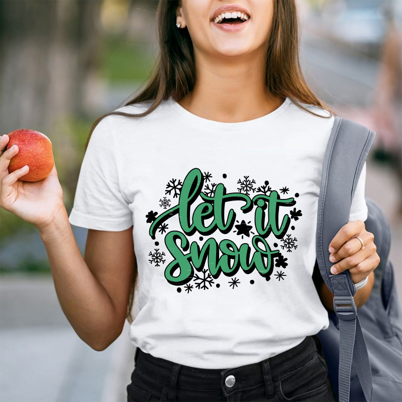 Let It Snow White Christmas Teacher T-Shirt