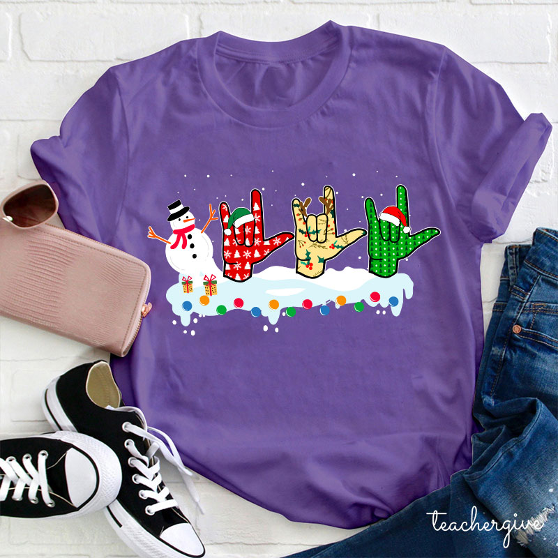 Rock And Roll With Christmas Teacher T-Shirt