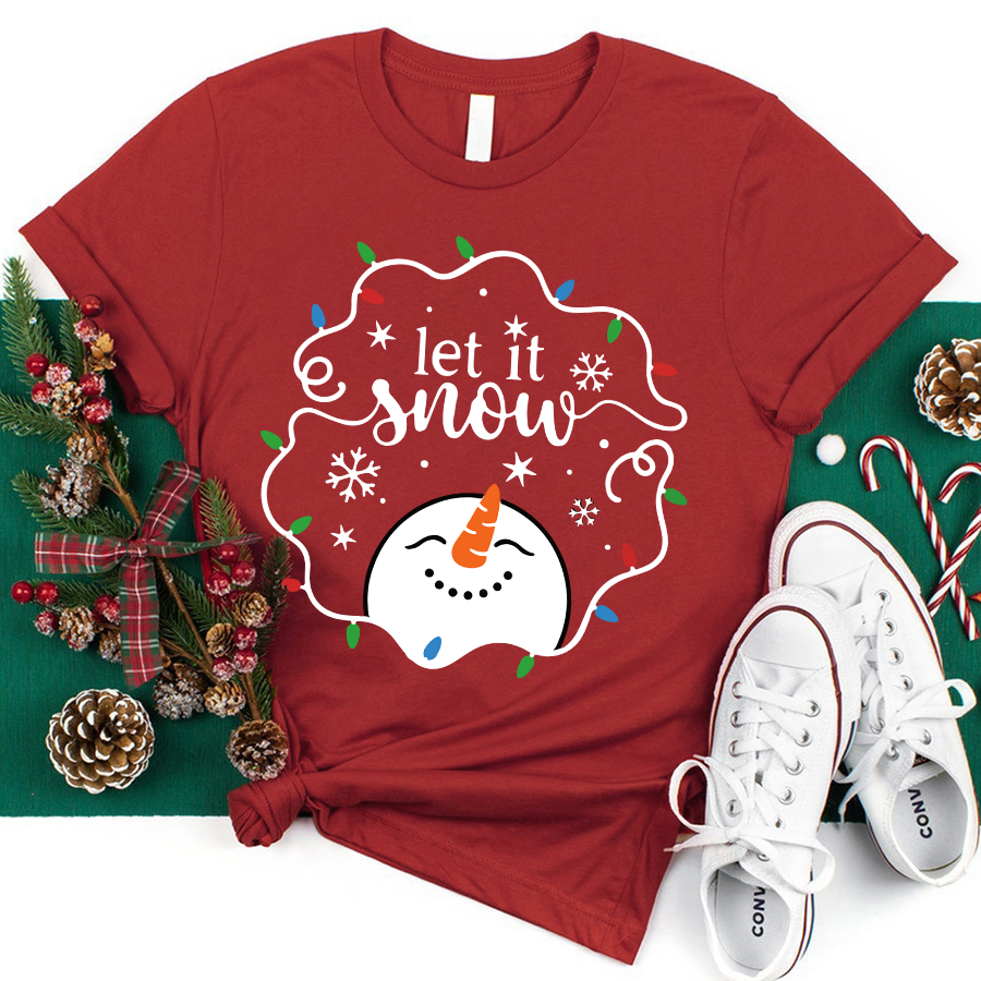 Let It Snow Snowman Teacher T-Shirt