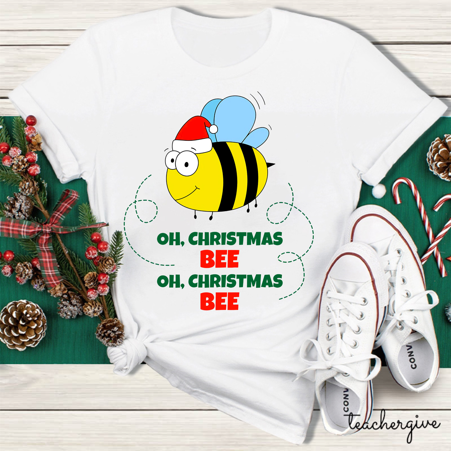 O Christmas Bee O Christmas Bee Teacher T-Shirt