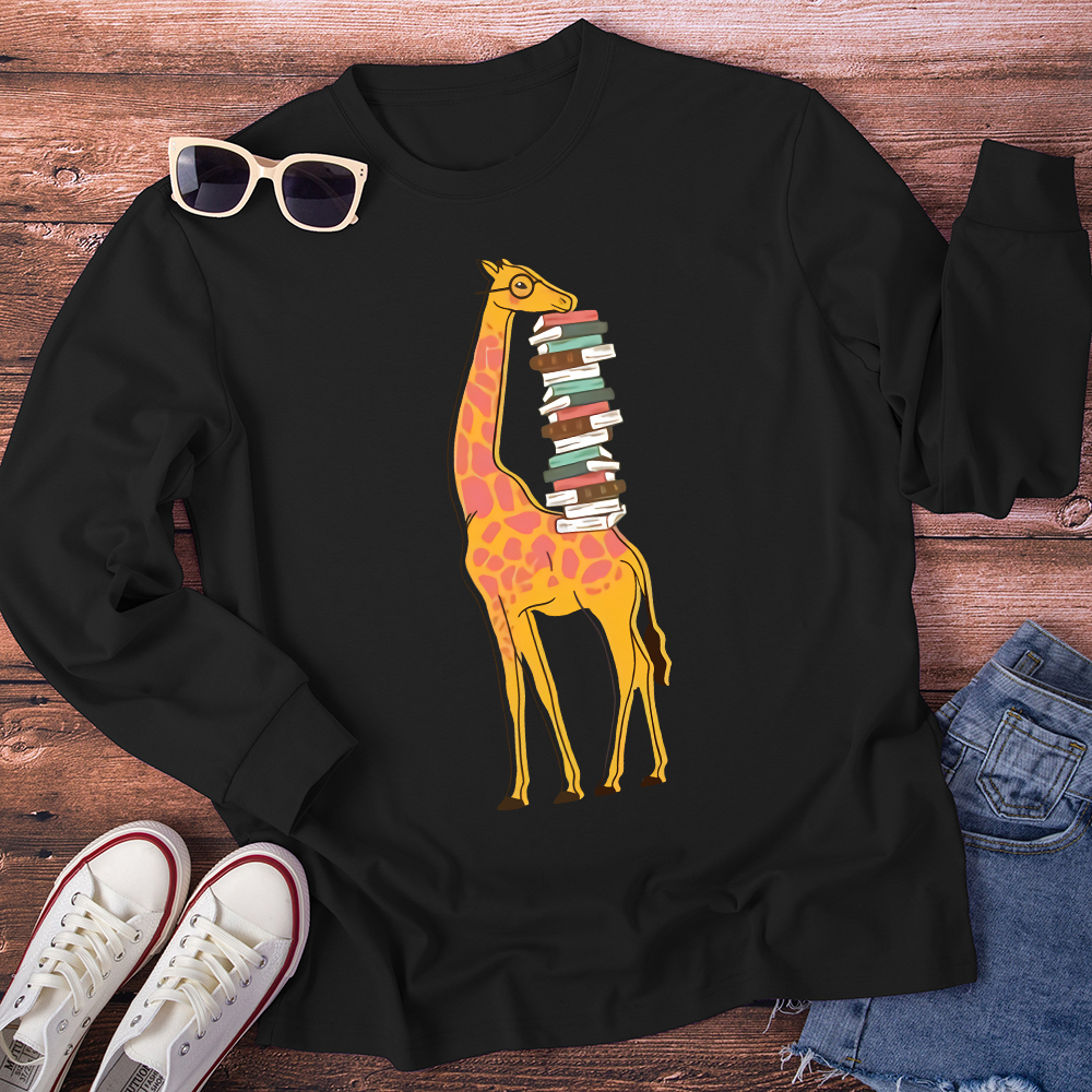 Giraffe And His Books Long Sleeve T-Shirt