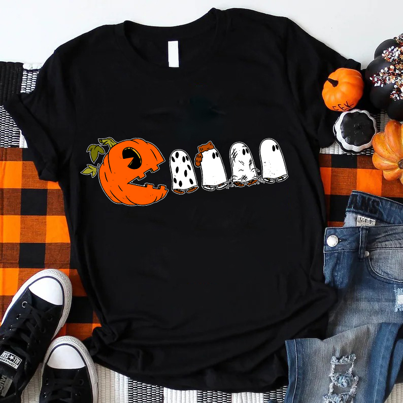 Pumpkin Ghost Pacman T-Shirt