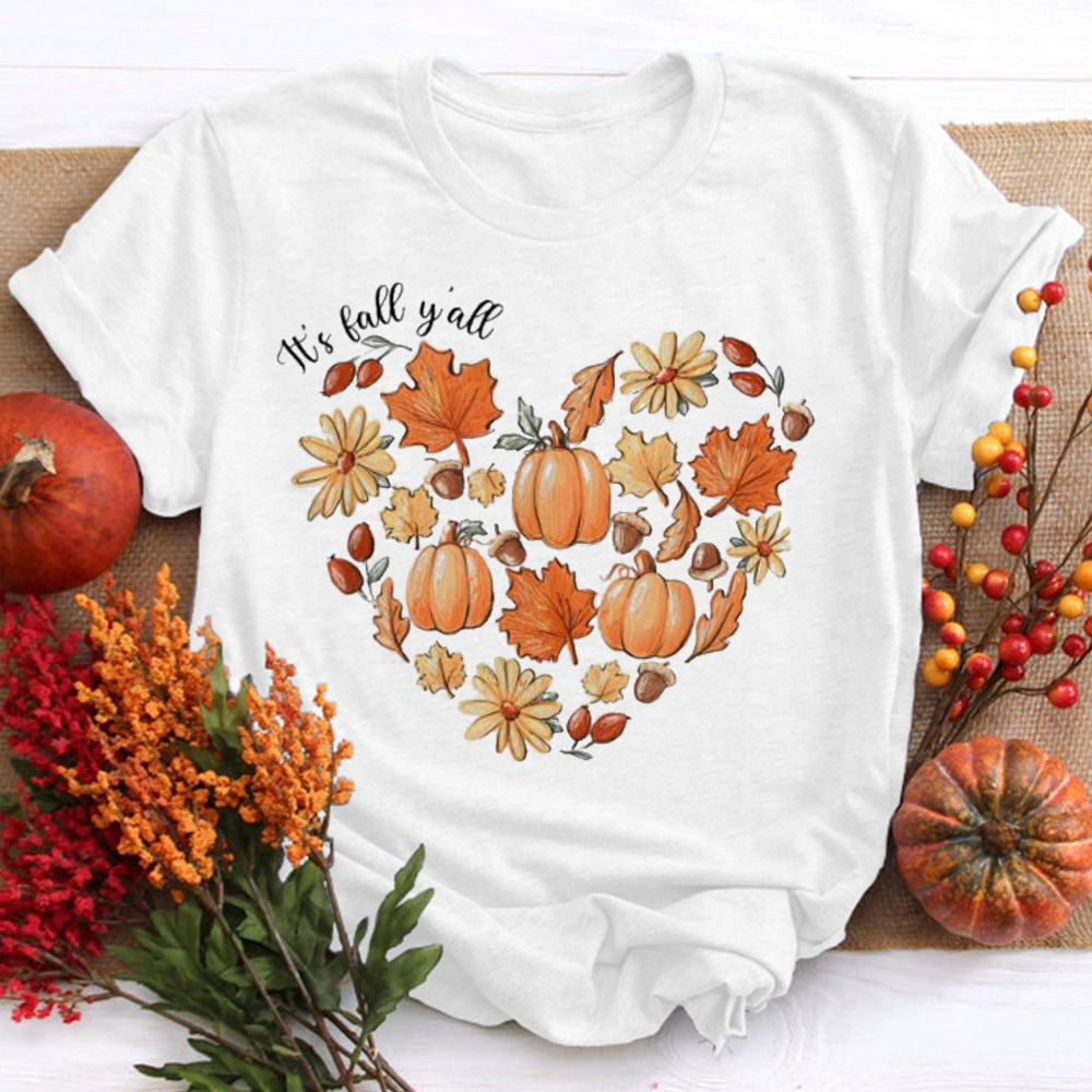 It's Fall Y'all The Heartbeat Of Fall Teacher T-Shirt