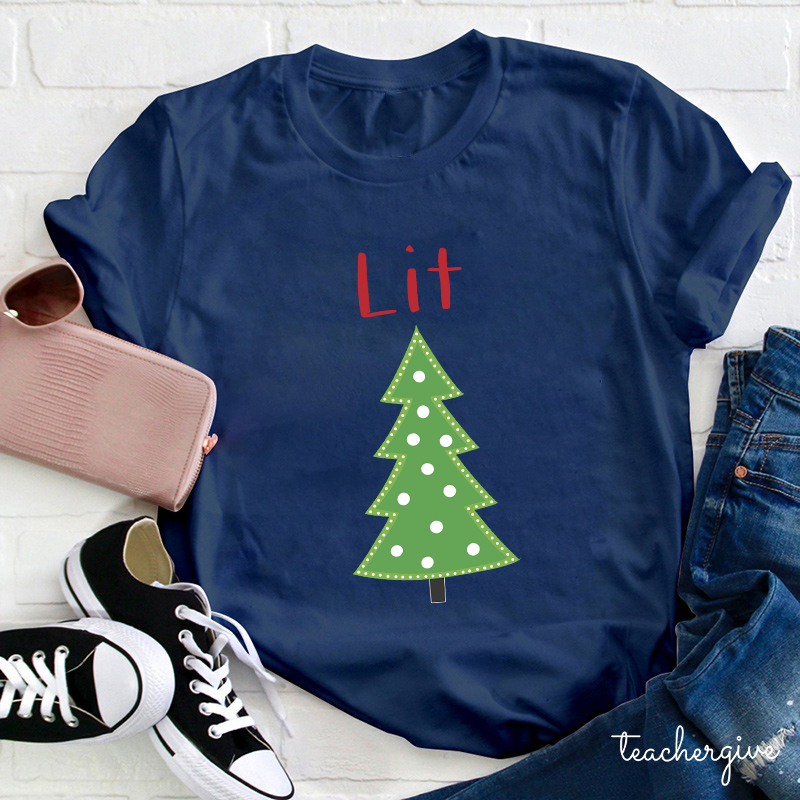 Lit Christmas Tree Teacher T-Shirt