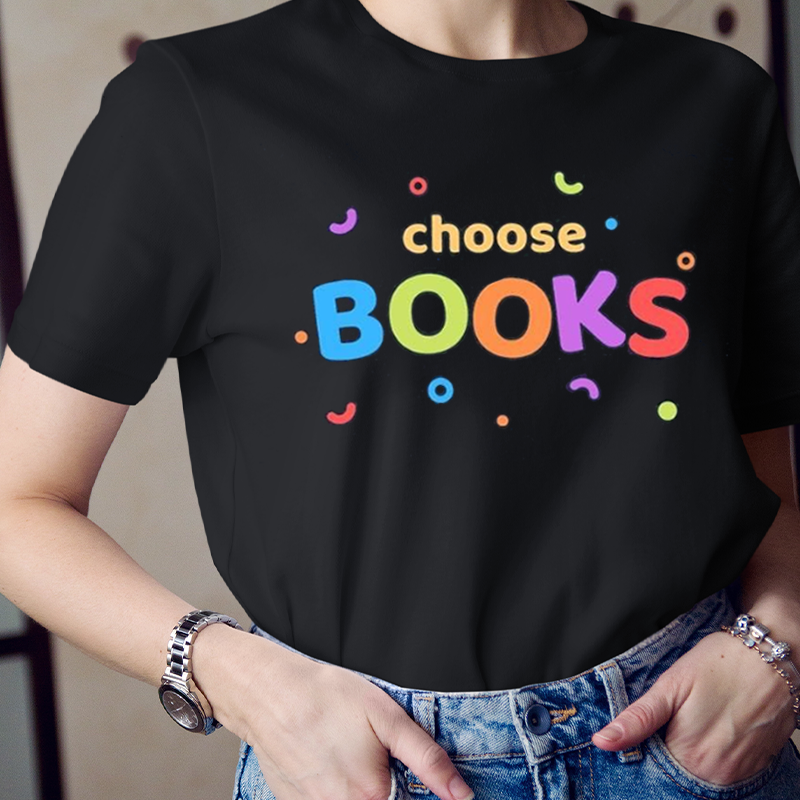 Choose Books Rainbow Colors Letter T-Shirt