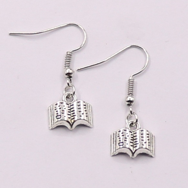 Books Silvery  Metal Earrings