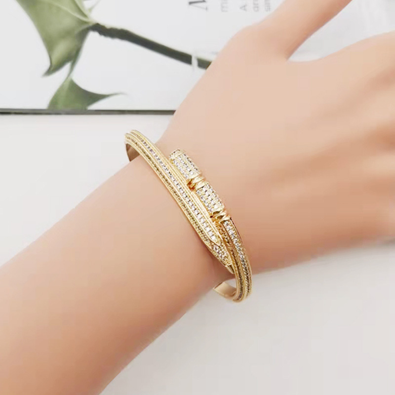 Gold Pencil Bracelet Ring Set