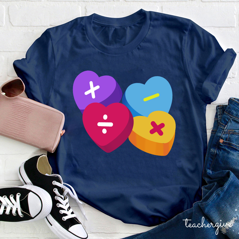 Heart Of Math Teacher T-Shirt