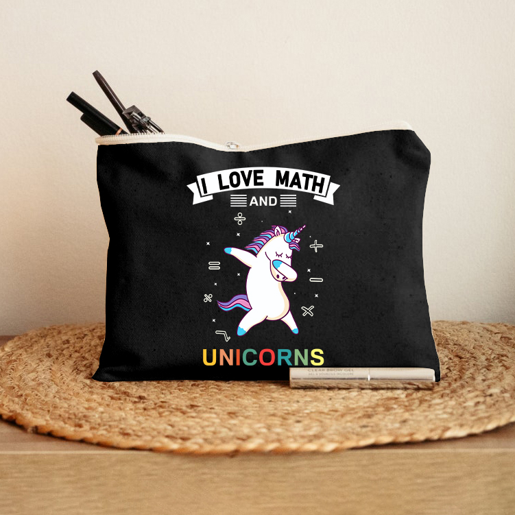 I Love Math And Unicorns Makeup Bag