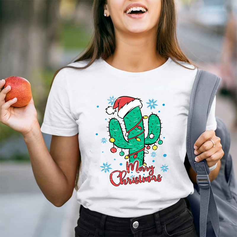 Merry Christmas Cactus Teacher T-Shirt