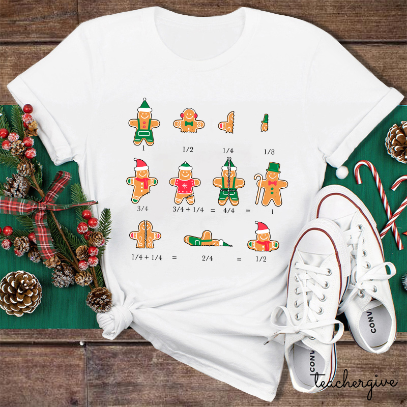 Learn Math With The Gingerbread Man Teacher T-Shirt