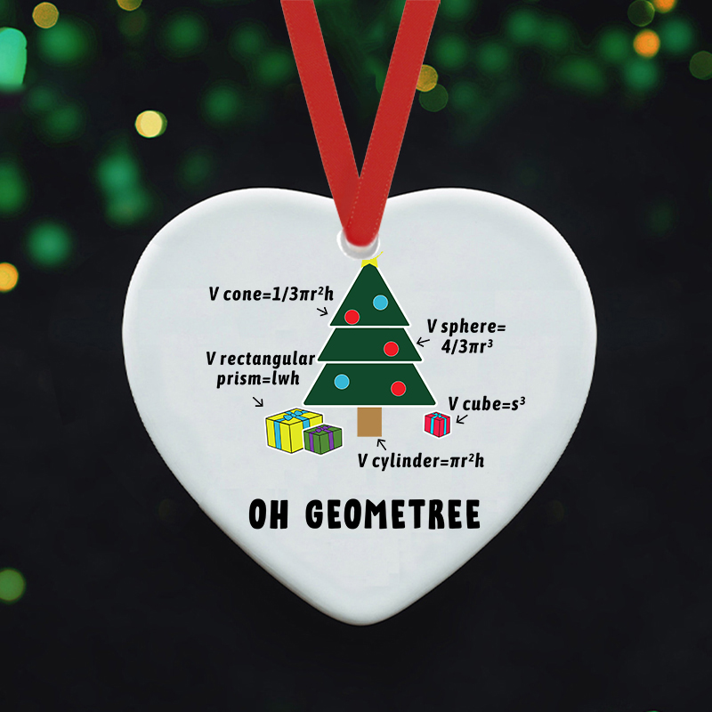 Oh Geometree Teacher Ceramic Christmas Ornament
