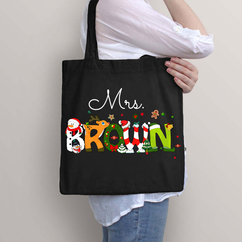 Personalized Christmas Style Teacher Tote Bag