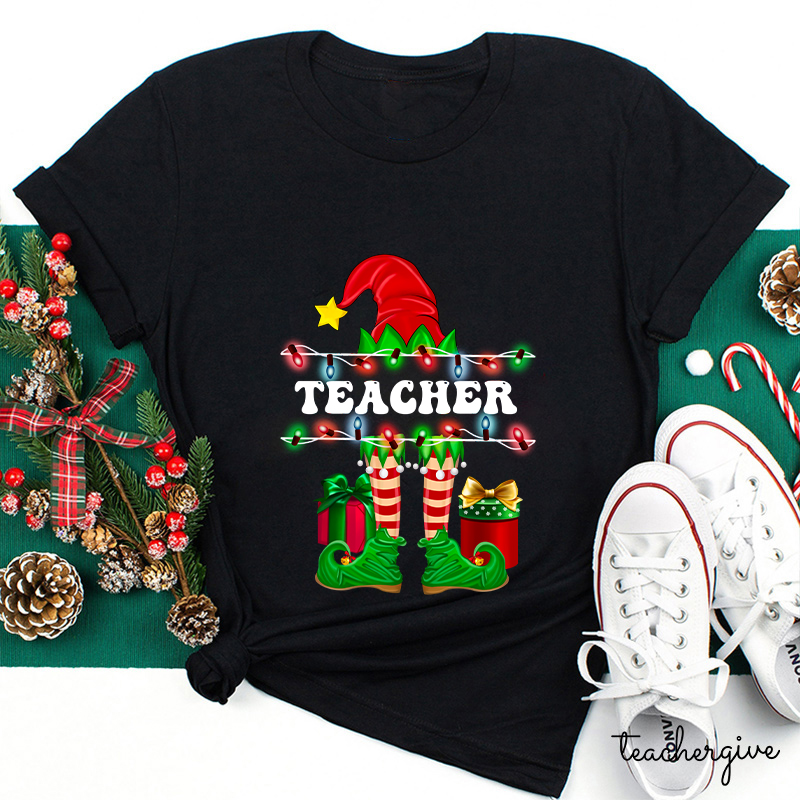 Teacher Elf Christmas Life Teacher T-Shirt