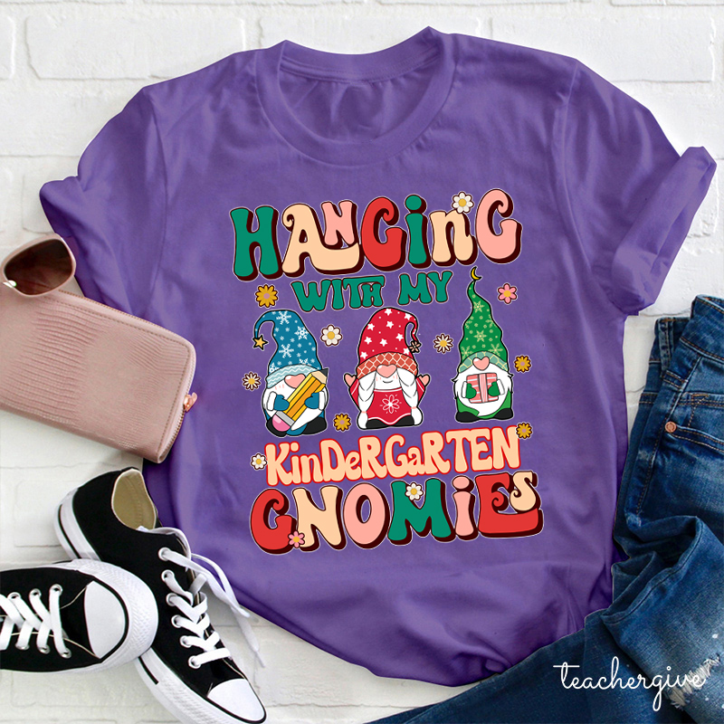 Personalized Grade Hanging With My Kindergarten Gnomies Teacher T-Shirt