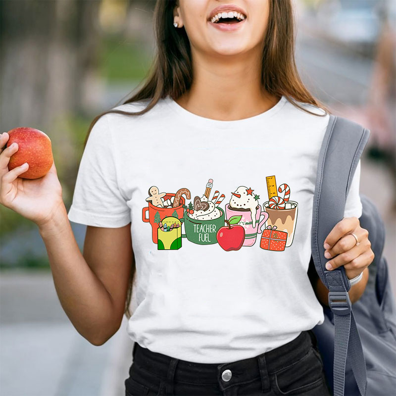 Christmas Vibes Teacher Fuel Teacher T-Shirt
